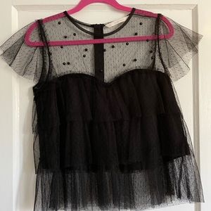 Zara Trafaluc Mesh Ruffle Top with Beads
